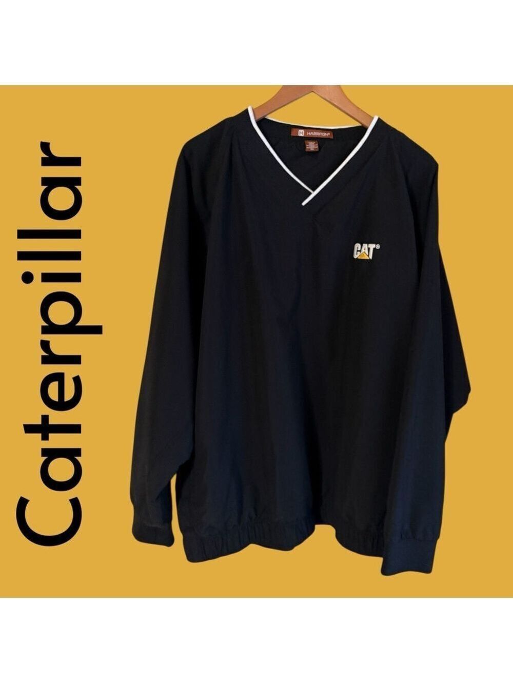 Caterpillar Black Polyester Windbreaker Pullover. 2X. Pockets. EUC! Like new! - Picture 6 of 12